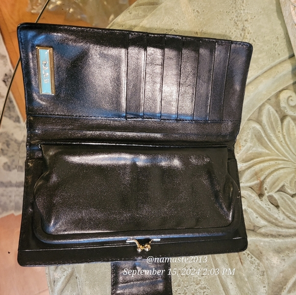 L.A.M.B. Gwen Stefani Leather Wallet Velour Center Stripe Designer Luxury #44 - Picture 11 of 17